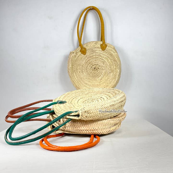 Summer Chic Tragetasche aus marokkanischem Stroh mit Ledergriffen für den Großhandel von HandmadeBestSeller