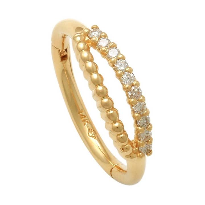 14kt Solid Gold | Genuine Diamond Cartilage Ring | Body Jewelry | Daith Piercing for wholesale by Zahav Jewelry