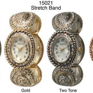 Time World USA – Großhandel Armbanduhr – Damen – 6 Geneva Stretchband-Uhren
