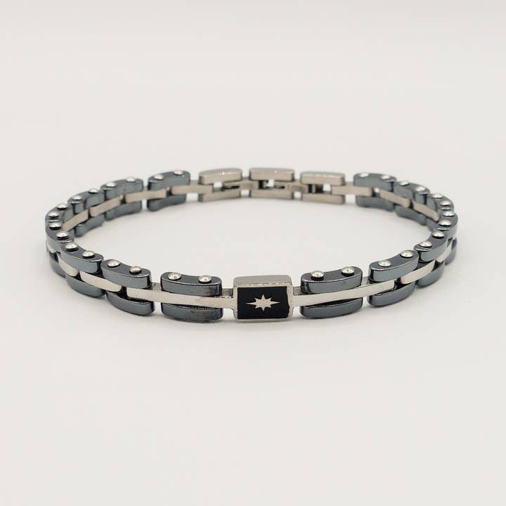 BRACCIALE uomo ACCIAIO catena bicicletta + placca stella for wholesale on Faire1