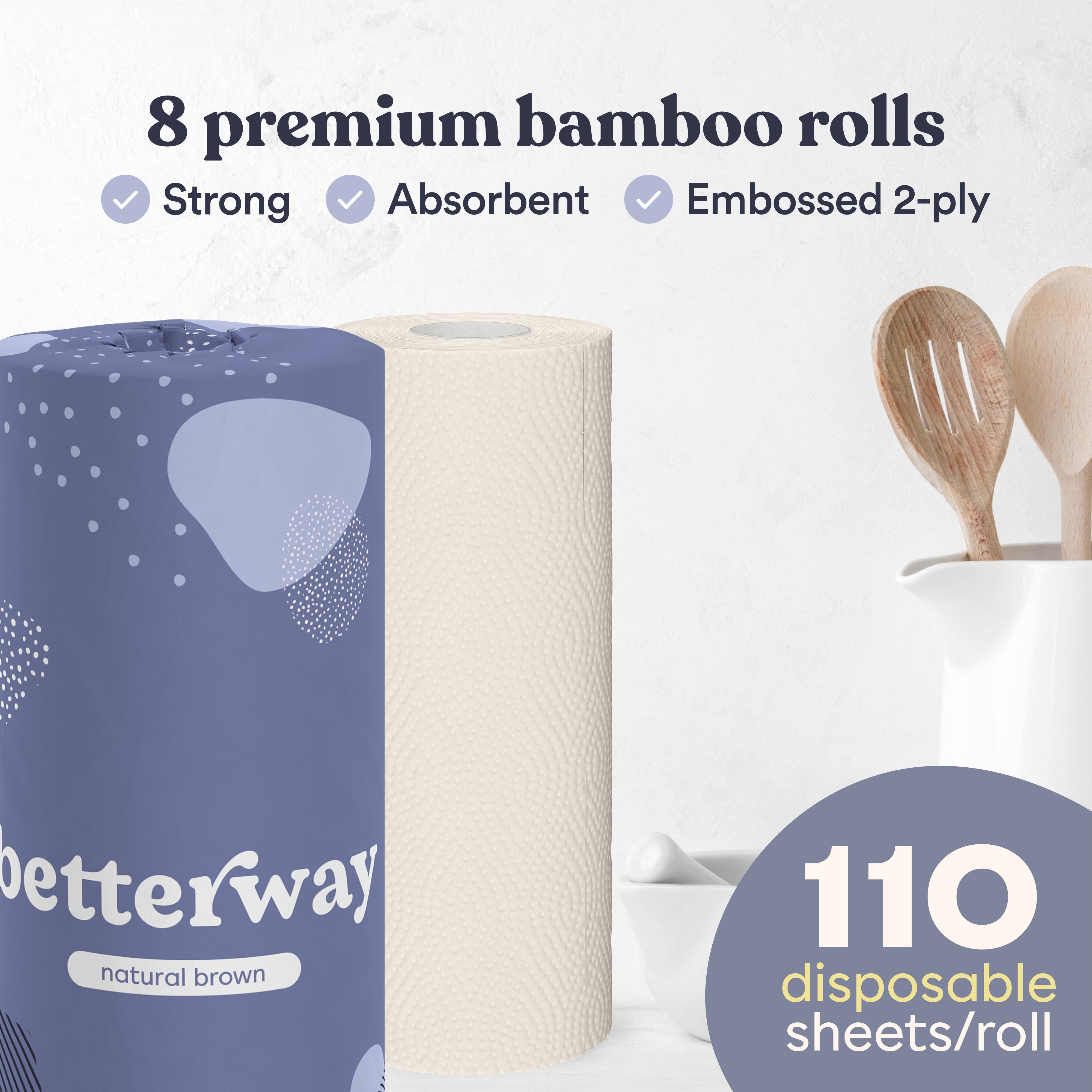 Betterway - Wholesale Paper Towels - Unbleached Bamboo Paper Towels (8 rolls/box)3