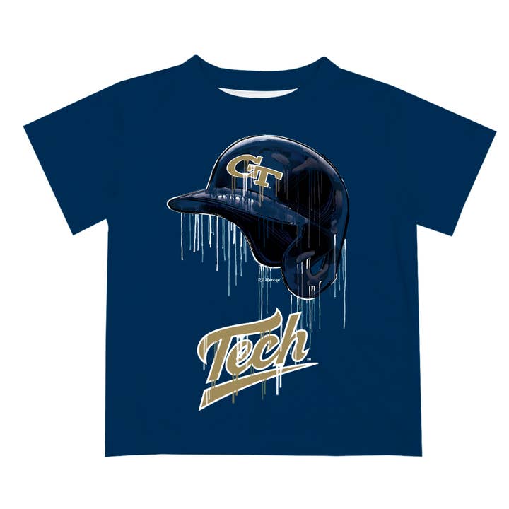 Georgia Tech Yellow Jackets Dripping Baseball Helmet T-Shirt for wholesale by Vive La Fete