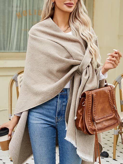 Rosa Clothing - Wholesale Wrap - Women's - asymmetrical plain chilly ruana13