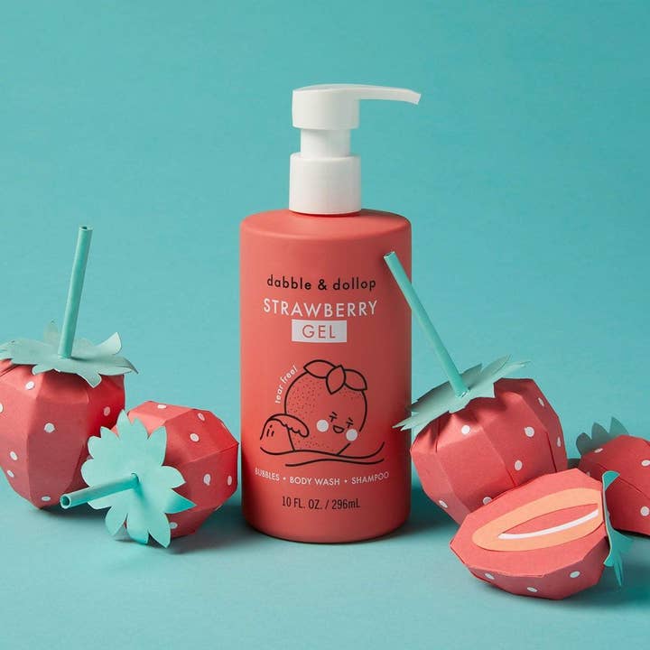 Dabble & Dollop - Wholesale Body Wash/Shower Gel - Kids & Baby - All-Natural Strawberry Shampoo, Body Wash & Bubbles