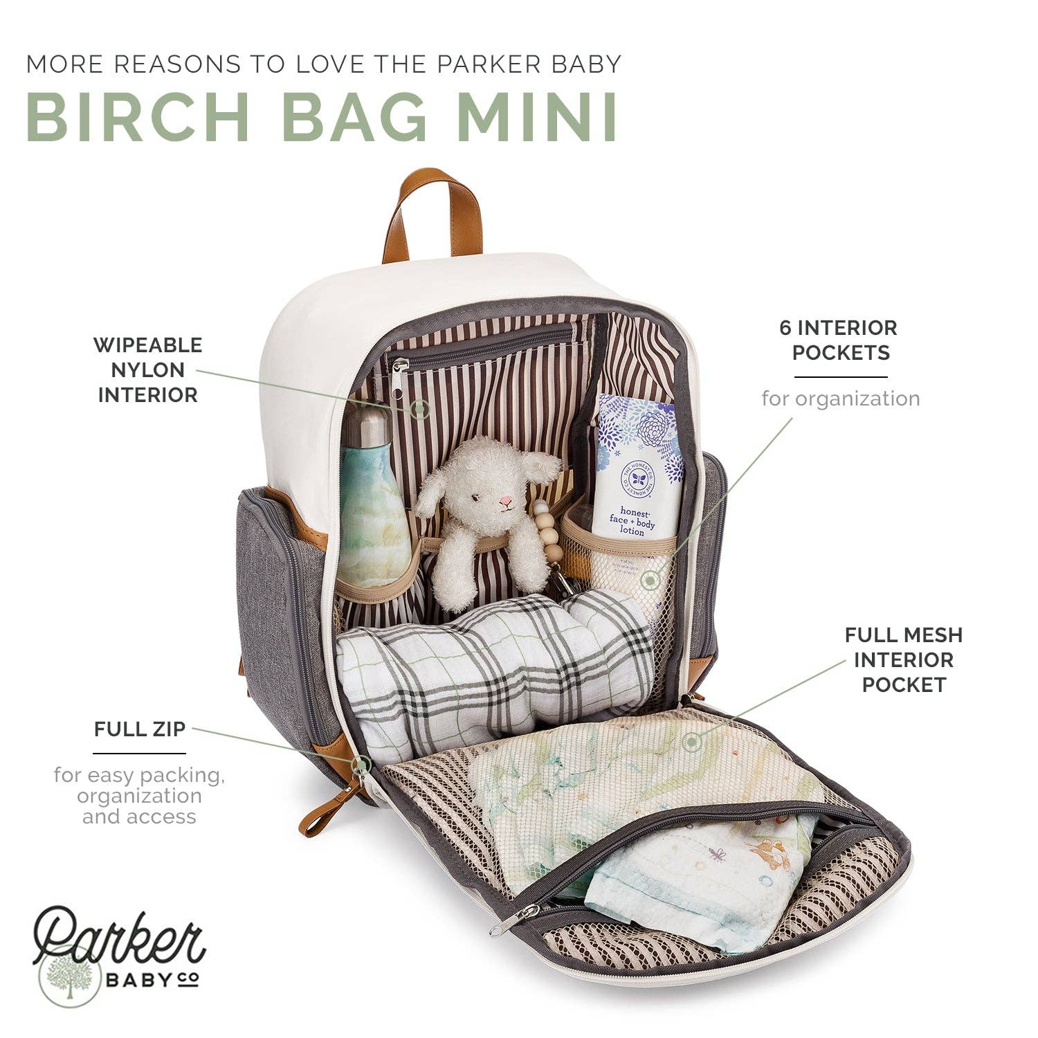 Parker Baby Co. - Wholesale Diaper Bag - Baby - Birch Bag Mini - Diaper Backpack in Cream8