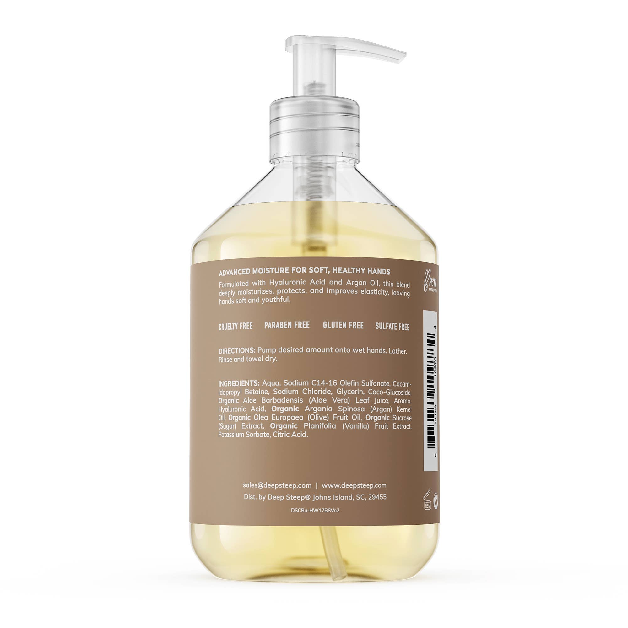 Deep Steep Clean Beauty - Wholesale Hand Soap/Wash - Argan Oil Liquid Hand Wash - Brown Sugar Vanilla - 17.6oz1