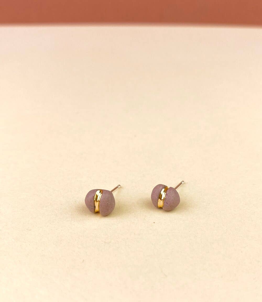 Barrow PDX – wholesale Stud/post earrings – Macaron Studs - Colorful Pigmented Porcelain with Gold2