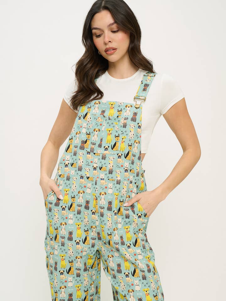 COLORFUL MULTI DOG PRINT OVERALLS for wholesale by SM WARDROBE