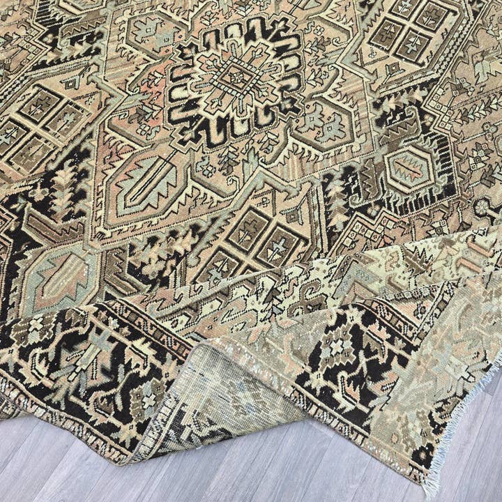 Antique Heriz Turkish Rug: Large Handknotted Medallion Wool Carpet (10x12) for wholesale by MesopotamiaRugs