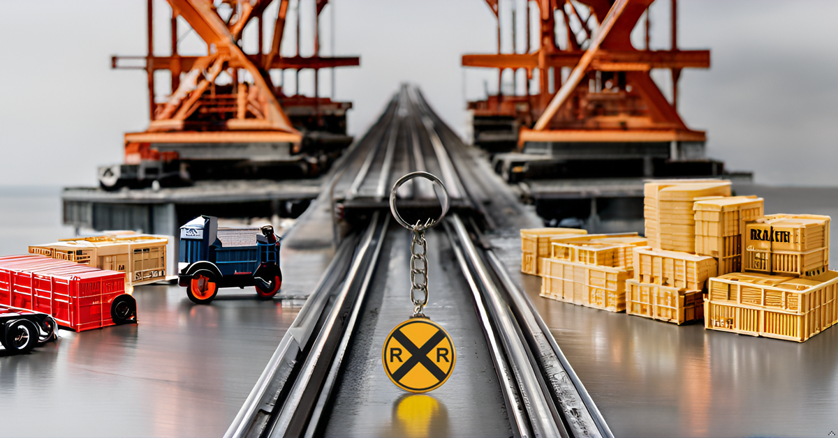 Square Deal Recordings & Supplies - Wholesale Keychain - Unisex - Keychain - Railroad Train Crossing - Round Yellow Sign3