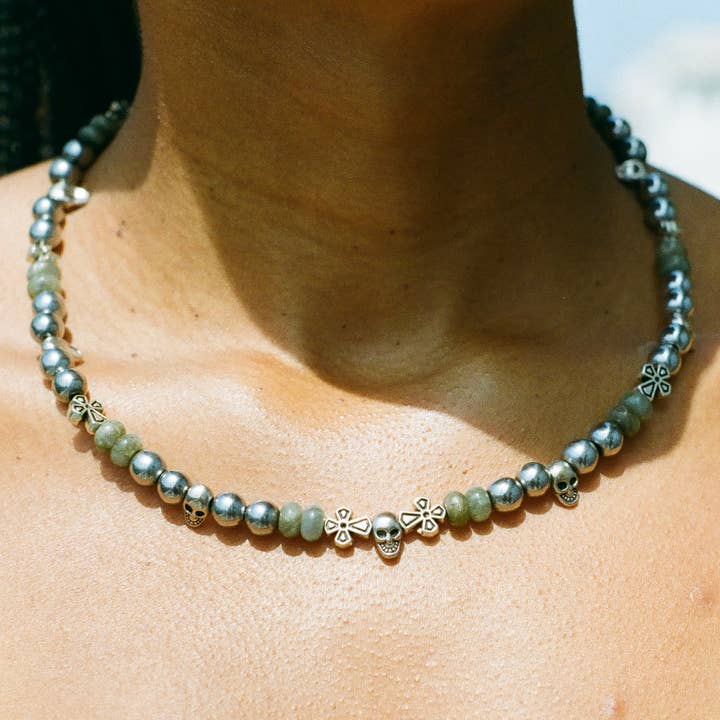 Consciousness - Hematite & Labradorite Necklace for wholesale by UR JEWLZZ