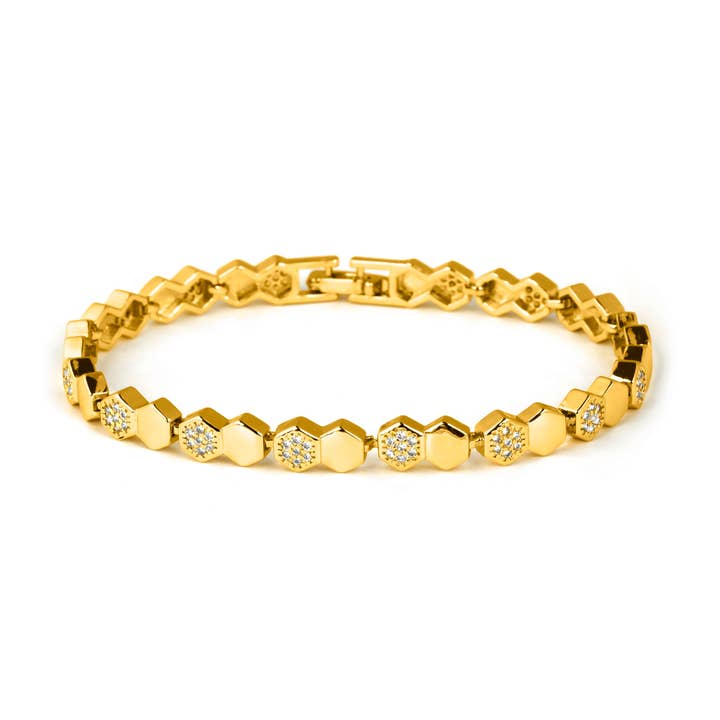 Pulsera Luxenter de circonita brillante acabado en oro amarillo de 18k - Lyth para venta al por mayor de Luxenter