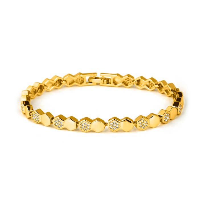 Pulsera Luxenter de circonita brillante acabado en oro amarillo de 18k - Lyth para venta al por mayor de Luxenter