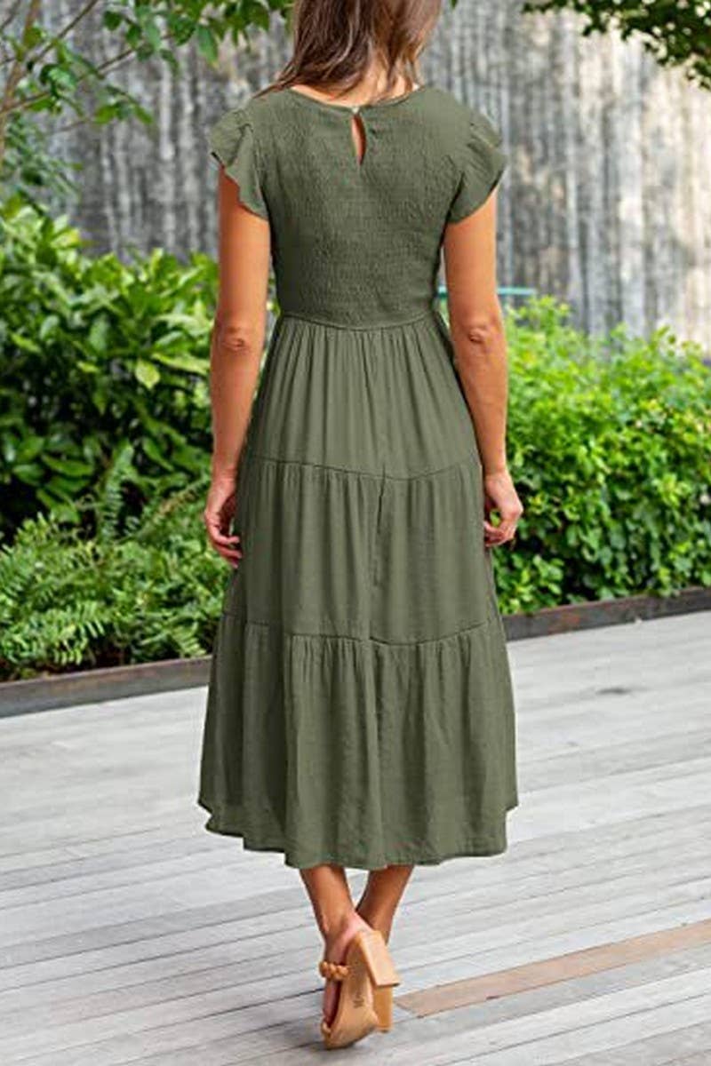 NINEXIS - Wholesale Dress - Women's - CWDMD2568_FLYING SLEEVE SHIRRED LAYERED SHORT SLEEVE DRESS9