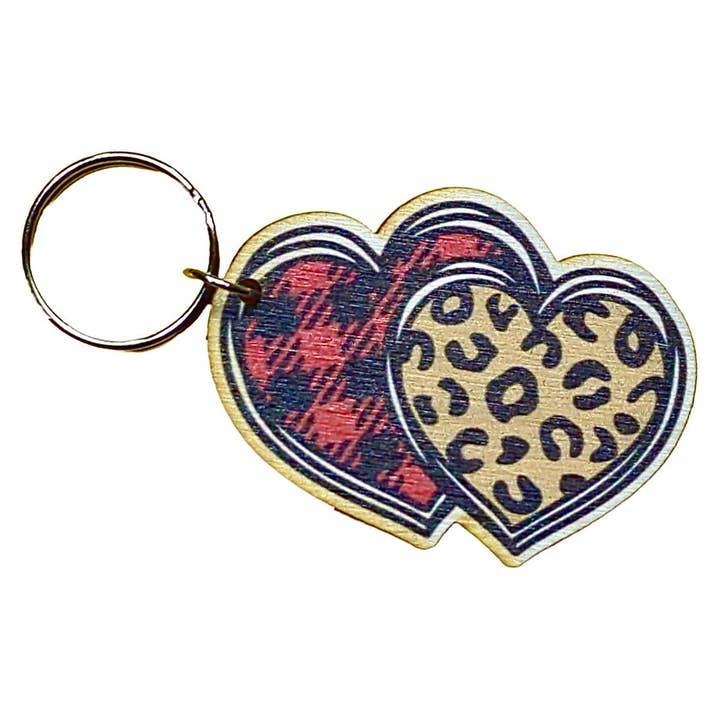 Leopard Buffalo Check Hearts Magnet/Keychain for wholesale by Rock Lion Goods