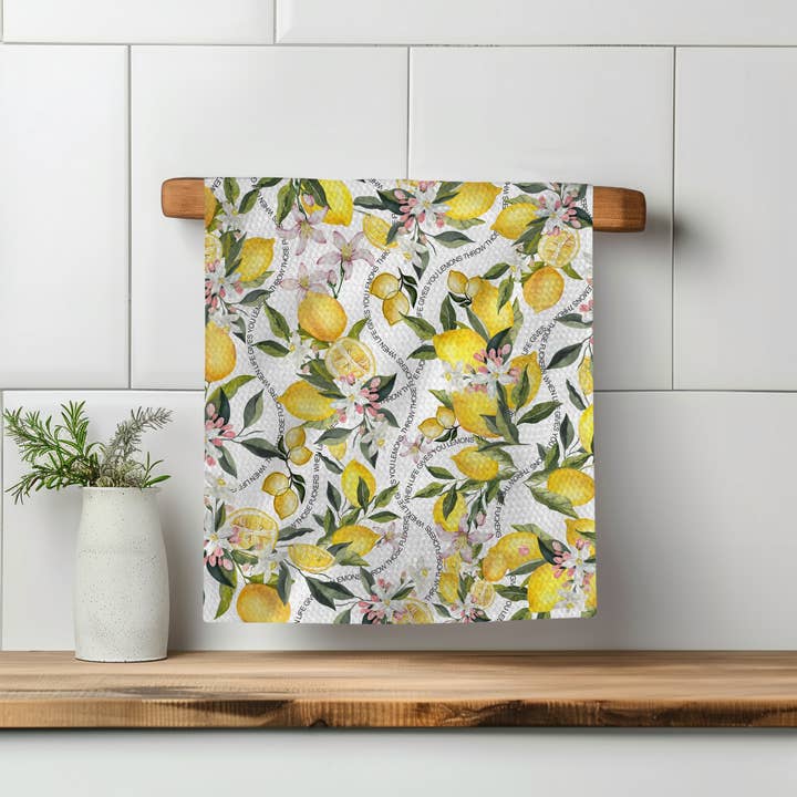 Twisted Wares - Wholesale Tea Towel - When Life Gives Lemons Tea Towel 4 Pack