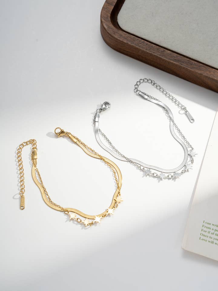 Stjernearmbånd i Fint Rustfrit Stål for engroshandel hos COSMOS