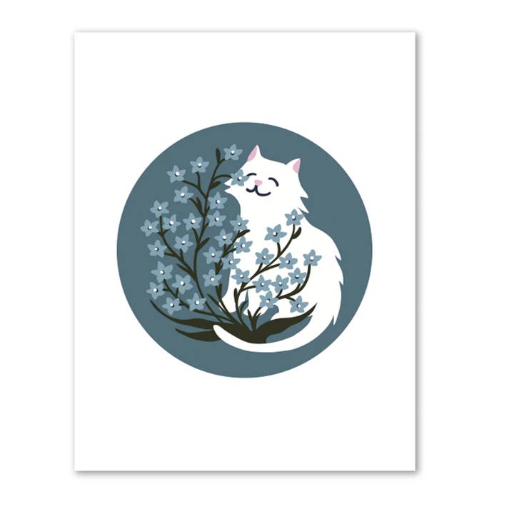 Chat floral - Carte vierge pour la vente par Dote Note + Gift
