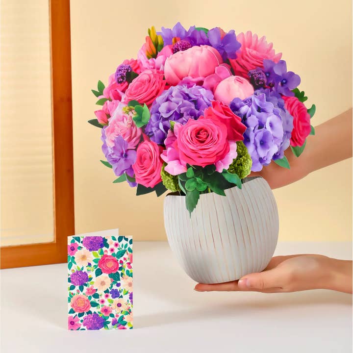 PetalPal - Wholesale Everyday Greeting Card - Fuchsia Fantasy Pop-Up Bouquet