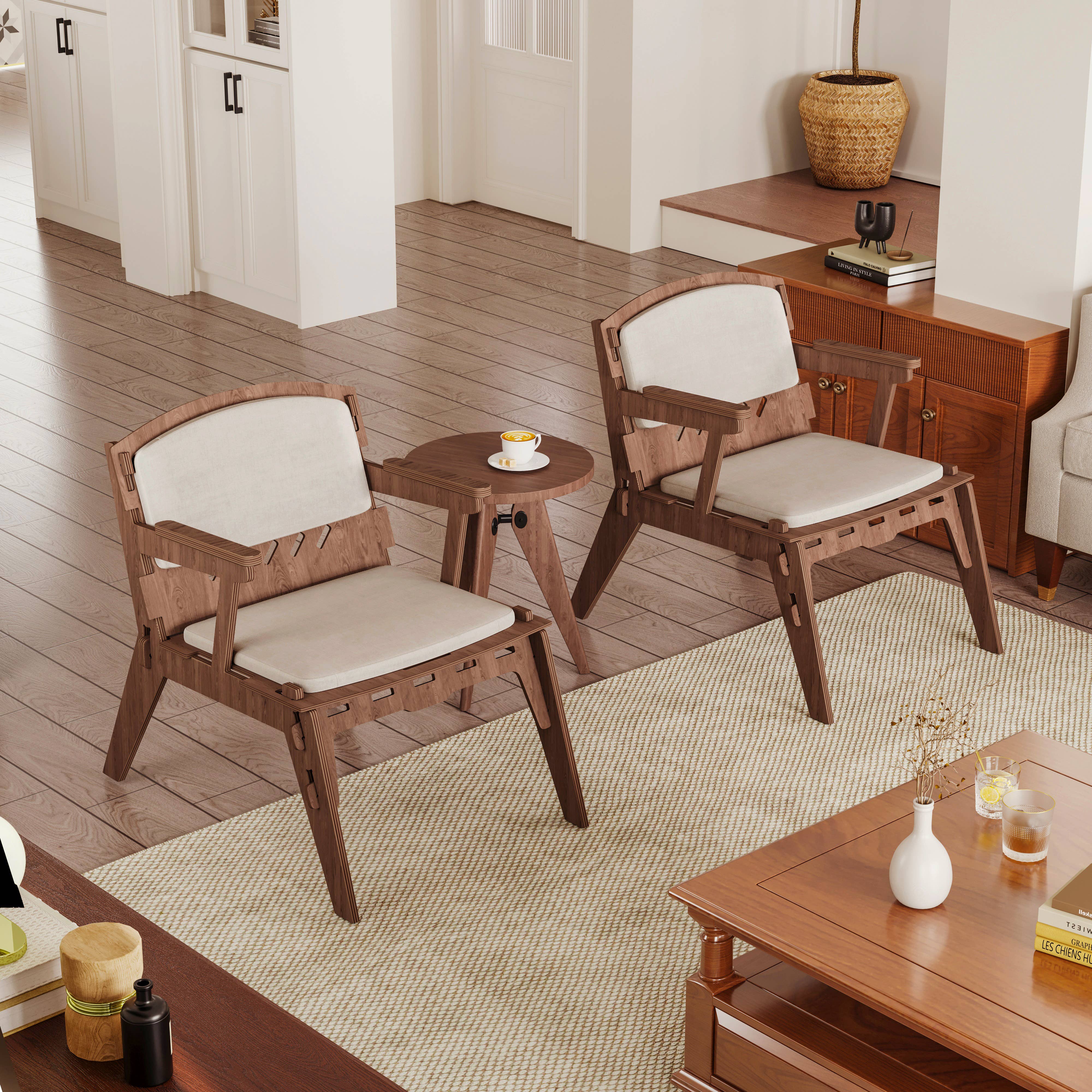 P | O Homeware - Wholesale Chair - Simple Walnut Look Accent Chair - Easy Assembly for Fun4