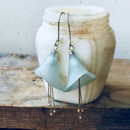 Small Lucite Calla Lily Earrings Flower Jewelry for wholesale by Fuchsia Bloom Studio