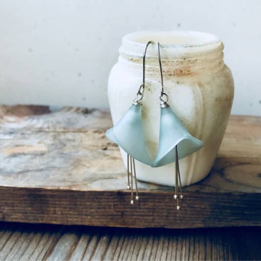 Small Lucite Calla Lily Earrings Flower Jewelry for wholesale by Fuchsia Bloom Studio