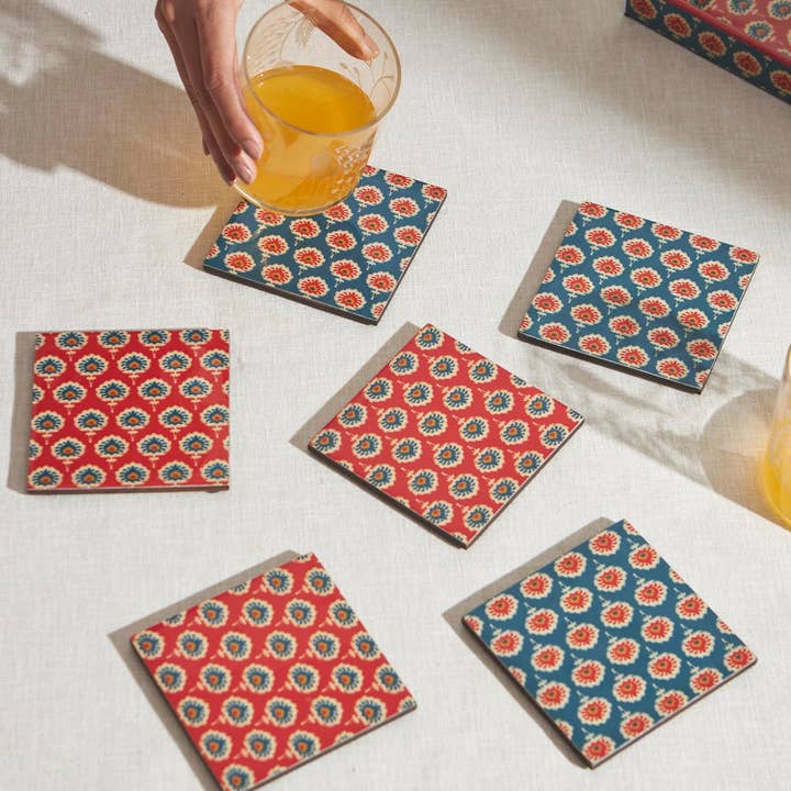 Chumbak's Ikat Coasters - Set of 6, Multi for wholesale by Chumbak