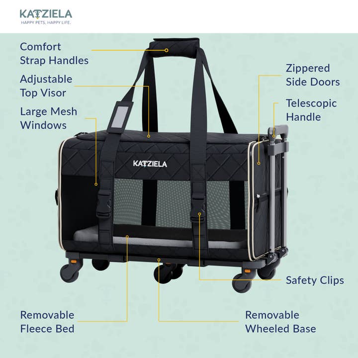 Katziela - Wholesale Pet Carrier - Cat/Dog - Katziela® Quilted Chariot PRO Pet Carrier
