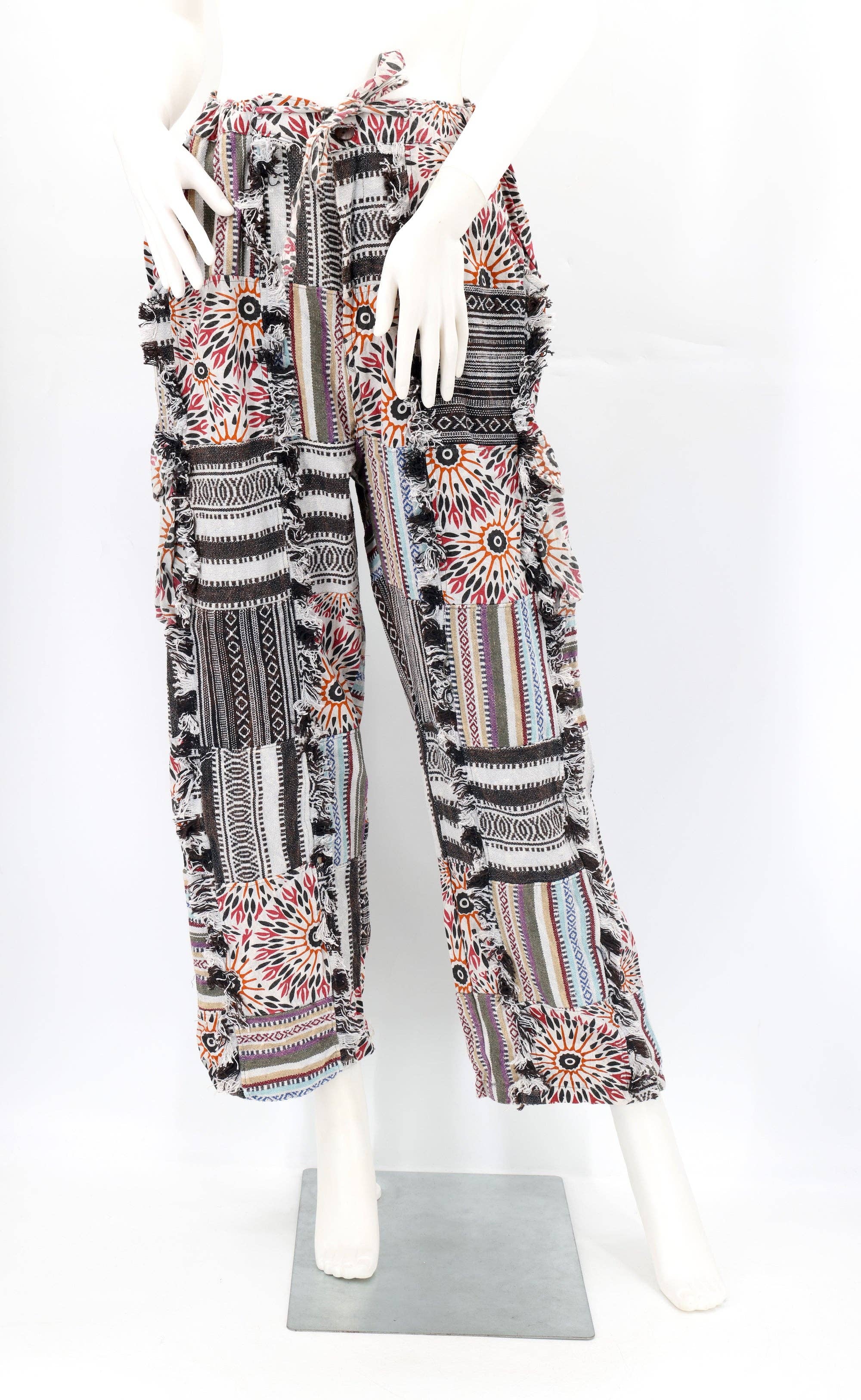 Himalaya Handmade - Wholesale Pants - Unisex - Cotton Hippie Handmade Harem Gheri Patchwork Fringe Bohemian Pants0