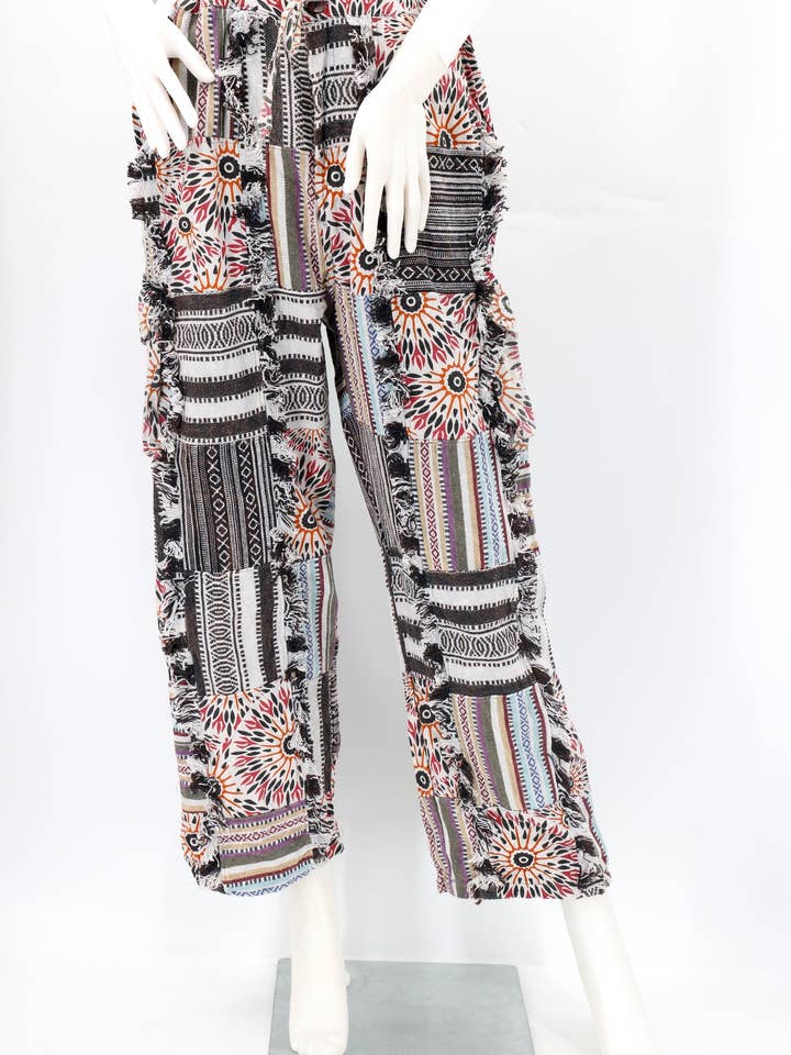 Himalaya Handmade - Wholesale Pants - Unisex - Cotton Hippie Handmade Harem Gheri Patchwork Fringe Bohemian Pants