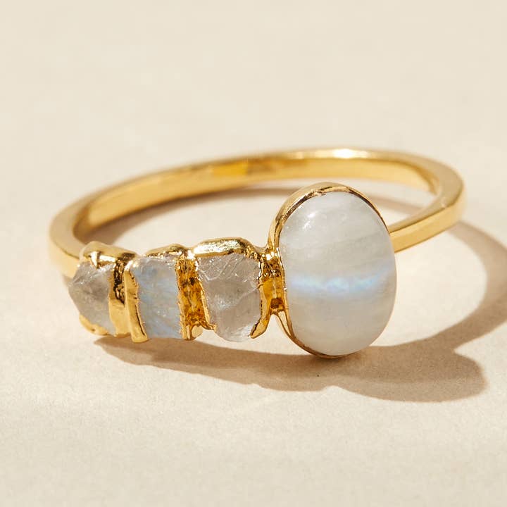 Raw Moonstone Cocktail Ring | June Birthstone Statement Ring for wholesale by Dani Barbe