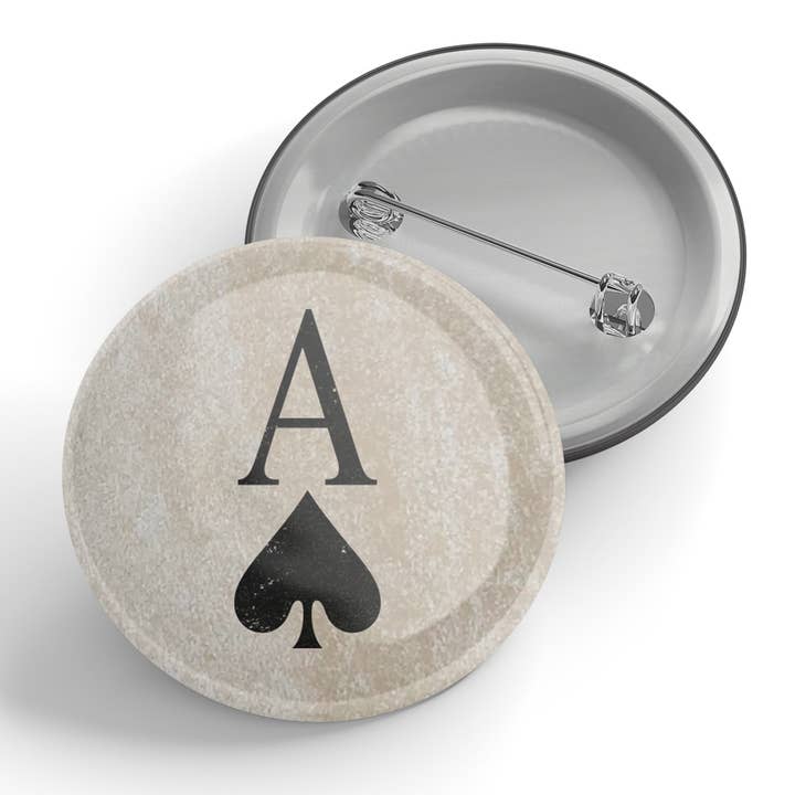 Ace of Spades Button for wholesale by Black River Letterpress & Paper Co.