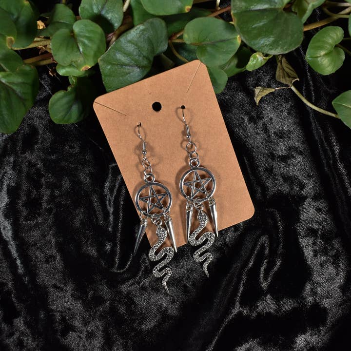 Naughty Pawsies - Wholesale Dangle Earrings - Pentacle And Snake Earrings2