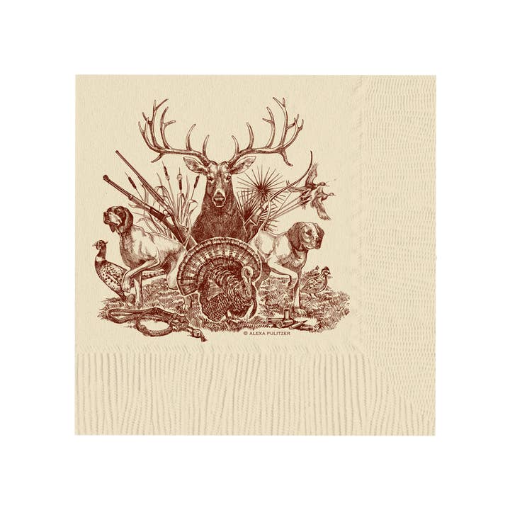 Alexa Pulitzer - Wholesale Disposable Napkin - On The Hunt Beverage Napkins4