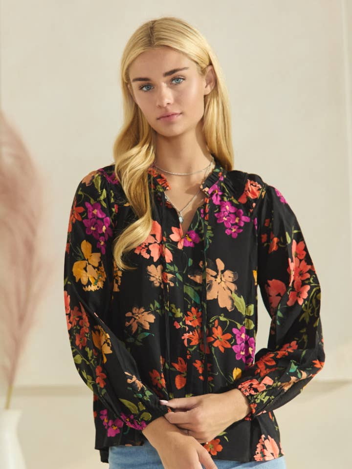 Plus Langarmbluse mit Blumendruck für den Großhandel von Oddi