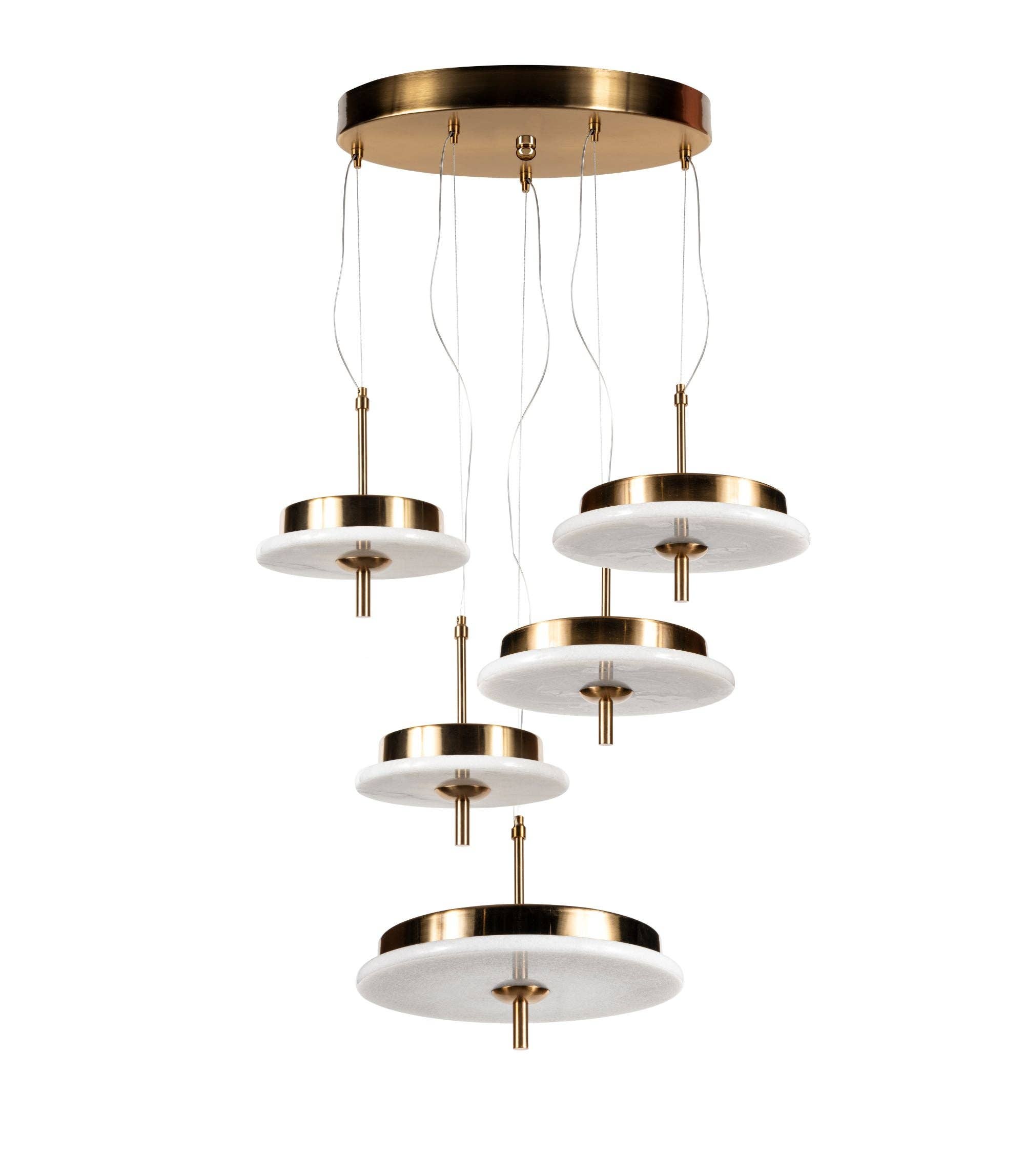 Eclipse Lighting - Wholesale Chandelier/Hanging Light - Luxury Marble LED Pendant Light for Dining Table & Kitchen Island – Custom Brass Fixture, Natural Stone Disc Chandelier, Alabaster Marble8