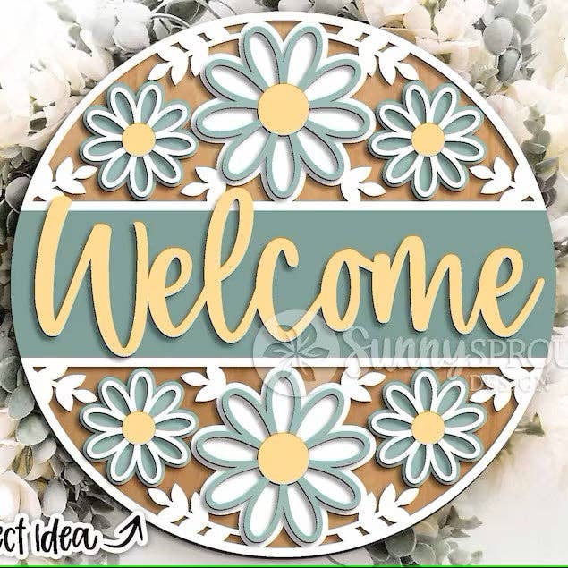 Kate's Blanks - Wholesale Door Hanger - Spring- Welcome Flower Pattern Door Hanger DIY | Paint Kit3