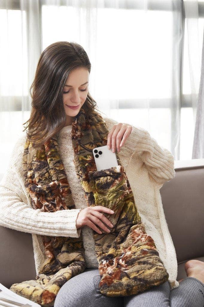 Duke Imports - Wholesale Scarf - Women's - "Woods - Natural" Faux Fur Pocket Scarf1