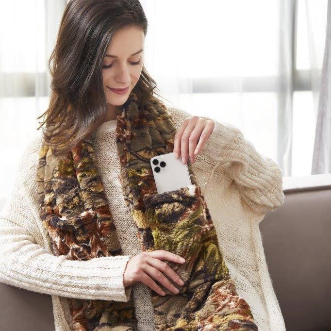 Duke Imports - Wholesale Scarf - Women's - "Woods - Natural" Faux Fur Pocket Scarf1