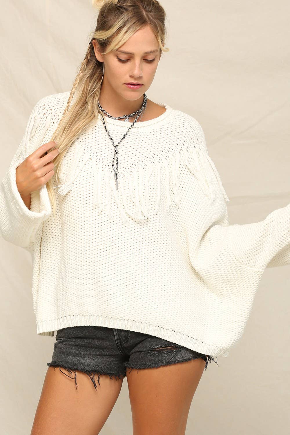 KyeMi - Vente Pull en maille – femme - Pull en maille épaisse et surdimensionnée2