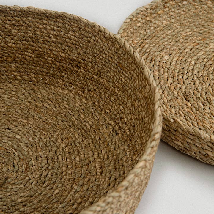 SUNNY HOME - Wholesale Basket - Set of 2 Souk Round Seagrass Baskets with Lid