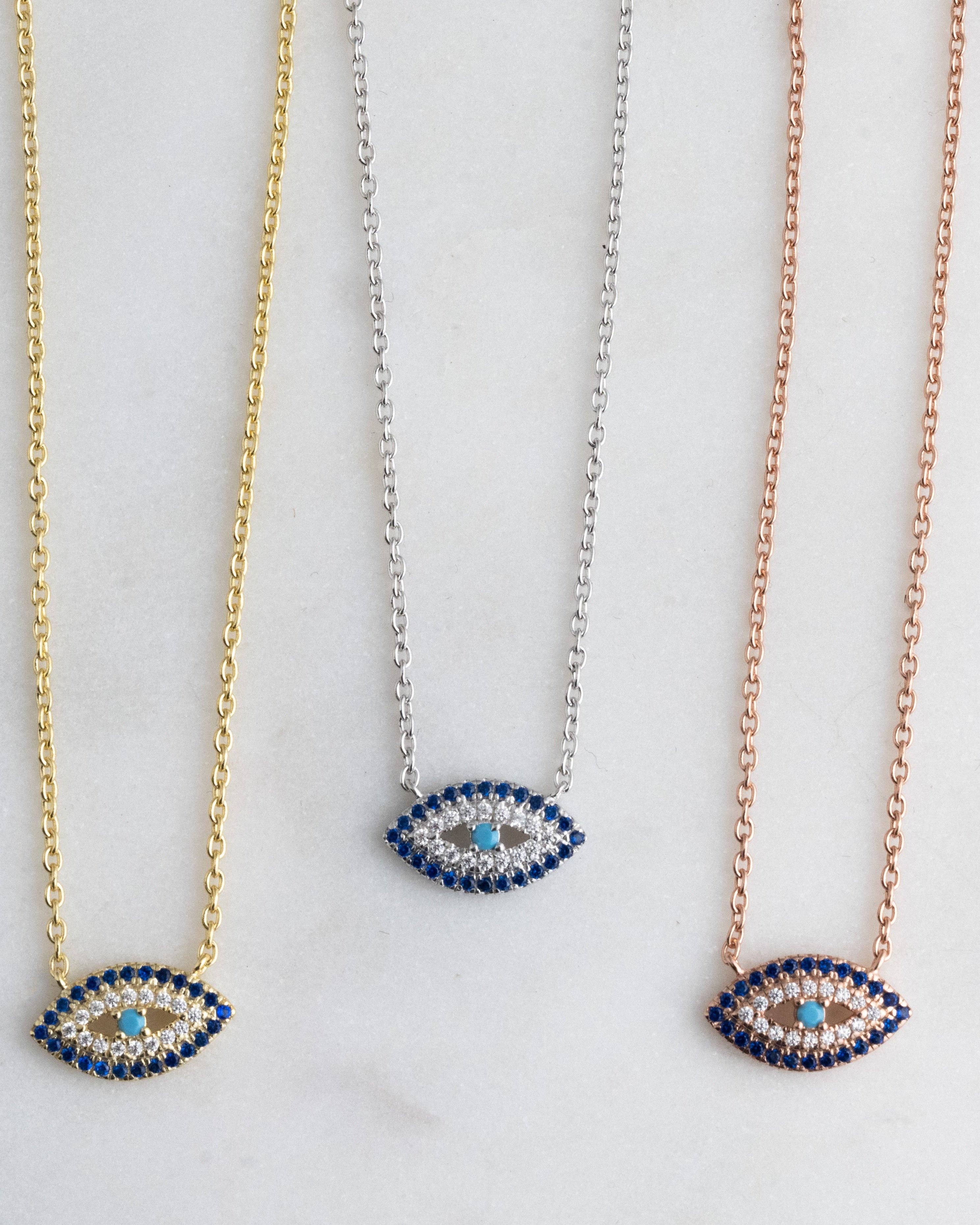 Sami Jewels - Venta al por mayor Collares con colgantes/abalorios - Collar Sapphire Evil Eye2