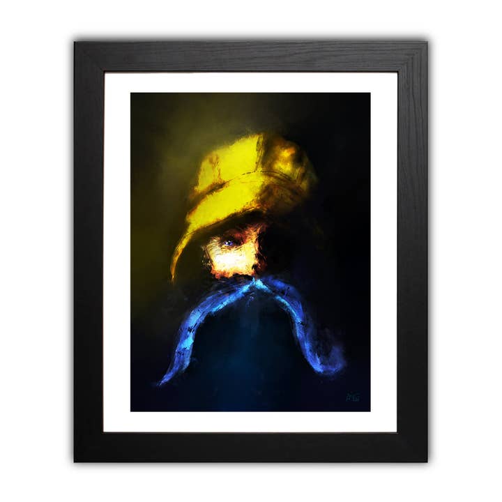 Blå mustasch — Konsttryck för wholesale av Joy & Fury Art