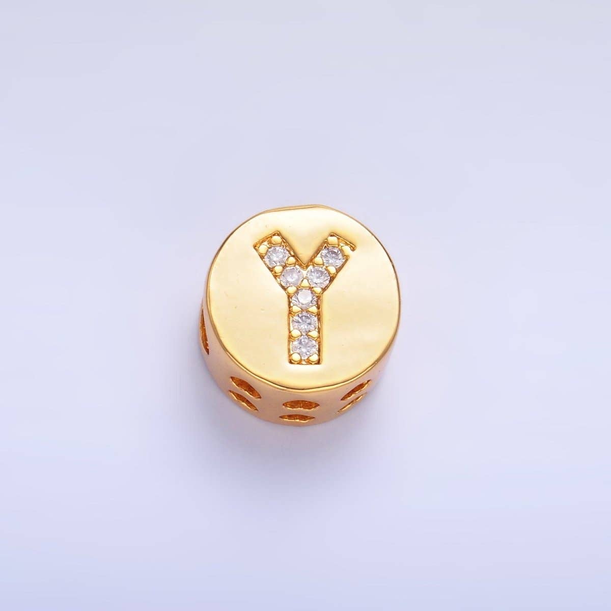 Aim Eternal - Wholesale Beads - 24K Gold Filled Alphabet Letter Micro Paved CZ Round Bead | A1526 - A153824