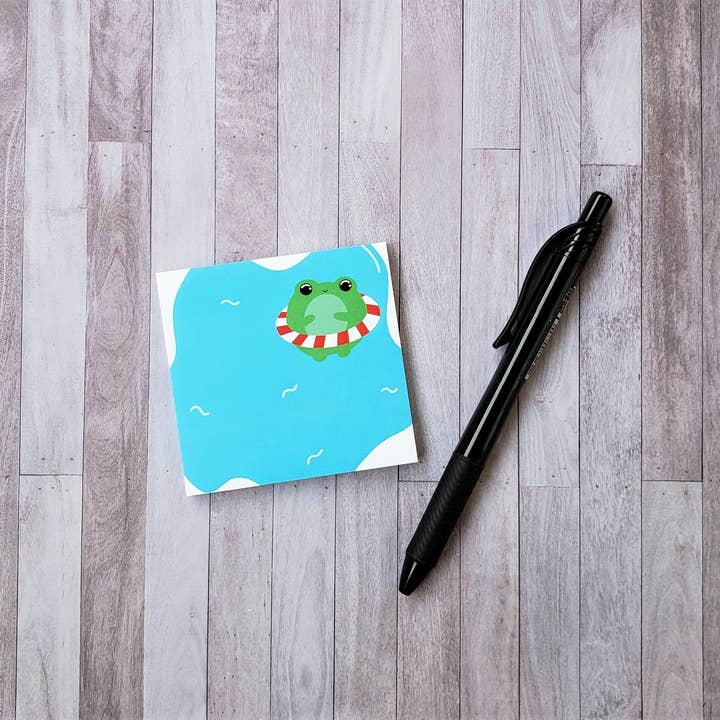 Bloc-notes adhésif Froggy Float pour la vente par Spare Room Design Co.
