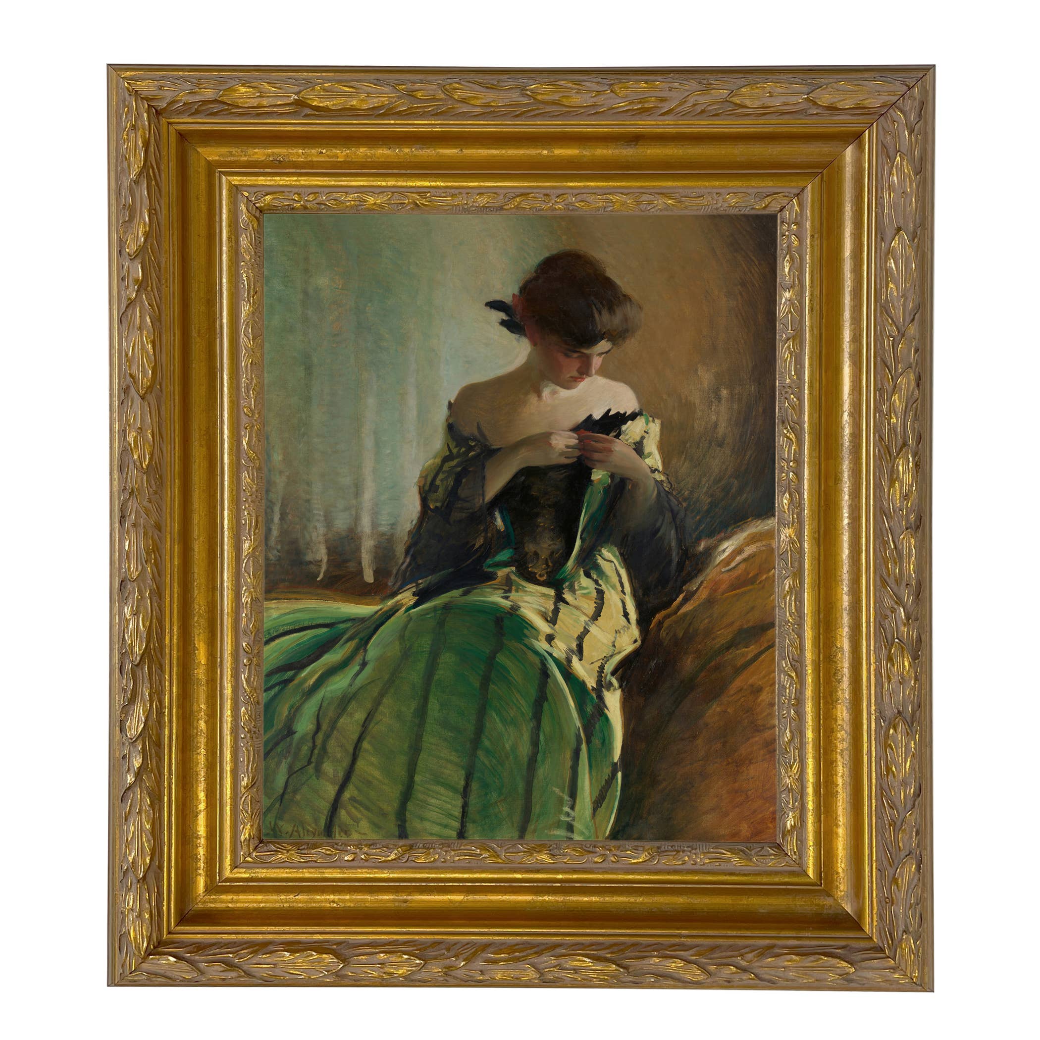 Madison Bay Co. - Historical Home Decor Reproductions - Vendita all'ingrosso Stampa artistica - Stampa su Tela Vintage di Donna in Abito Nero e Verde41