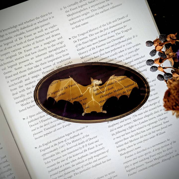 Dark Veinlet – Engroshandel Bogmærke – Klar bogmærke - Guld flagermus skelet Goth Gothic Dark Academia