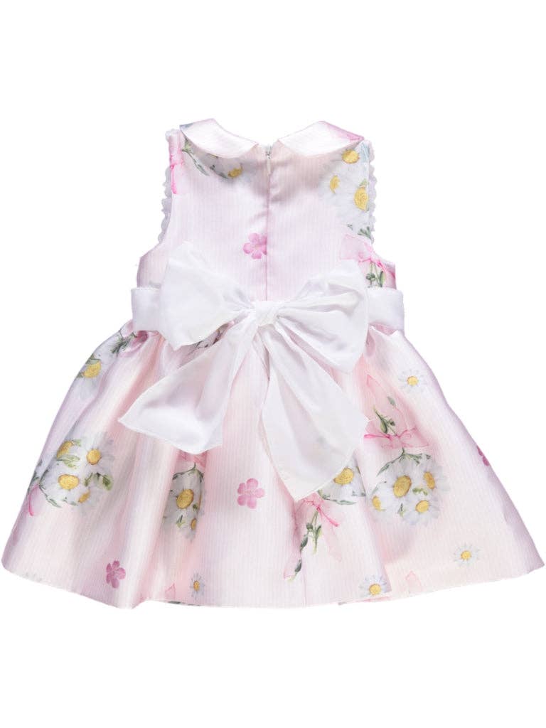 Piccola Speranza - Wholesale Dress - Kids - Vestido rosa com padrão floral e pregas1