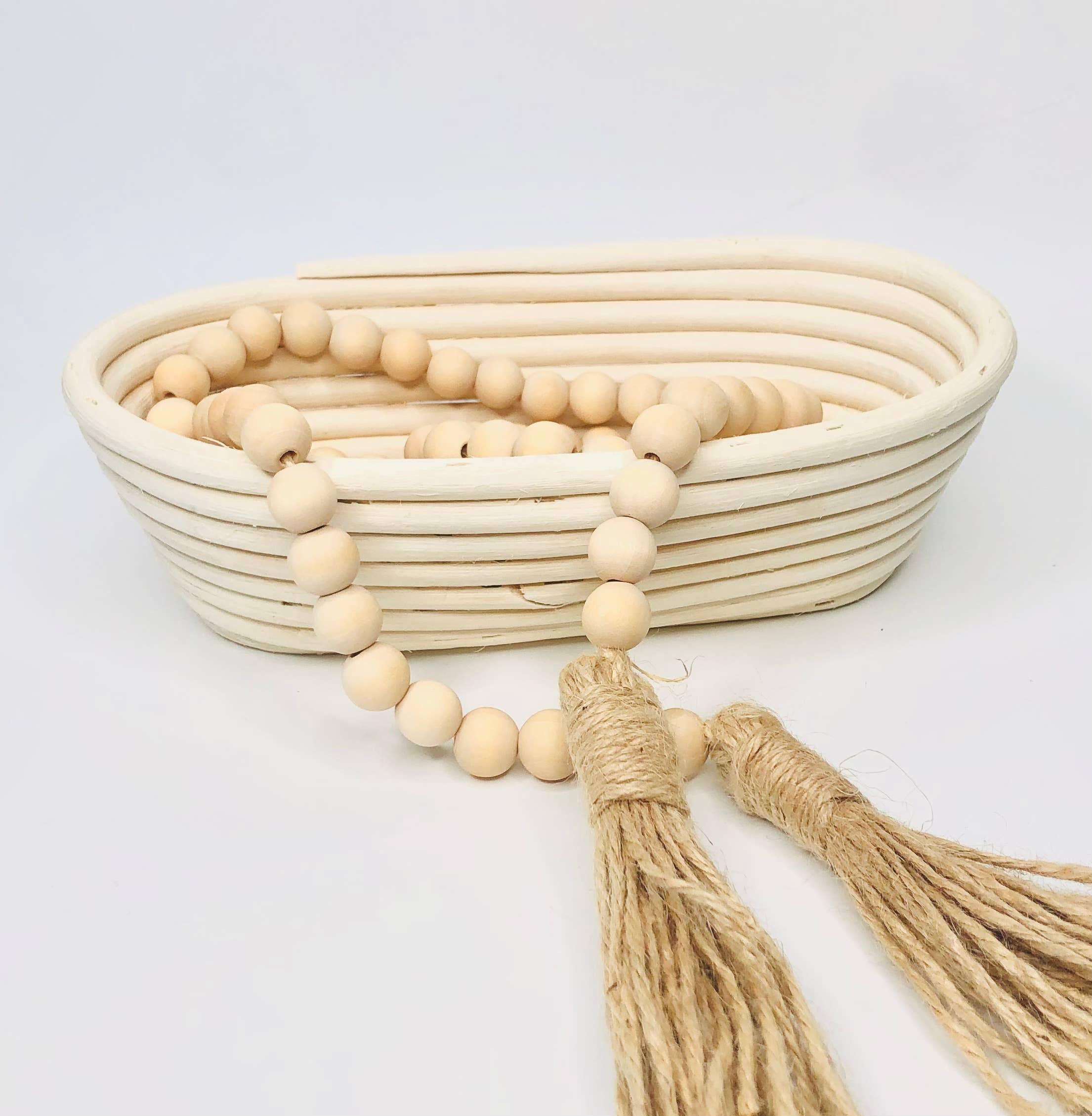 GreenWave - Wholesale Bunting/garland - natural wood bead garland with cotton tassels decor small5