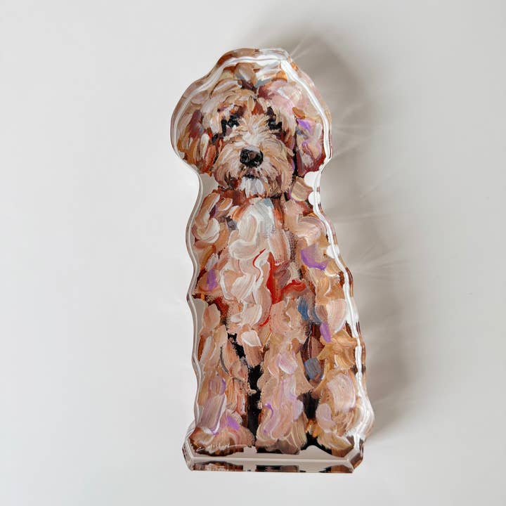 Chelsea McShane Art - Wholesale Decorative Tabletop Object - “Goldendoodle Classic” acrylic shelfie